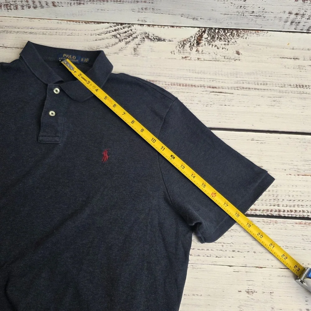 Polo Ralph Lauren Mens XL Polo Heather Navy Blue Cotton‎ Short Sleeve Red Pony